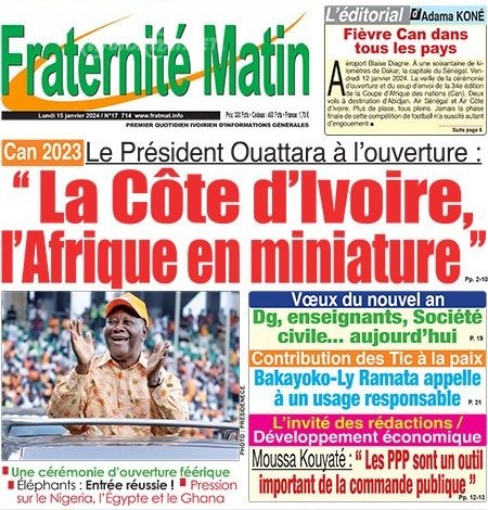 L'ouverture de la CAN domine la Une des journaux ivoiriens